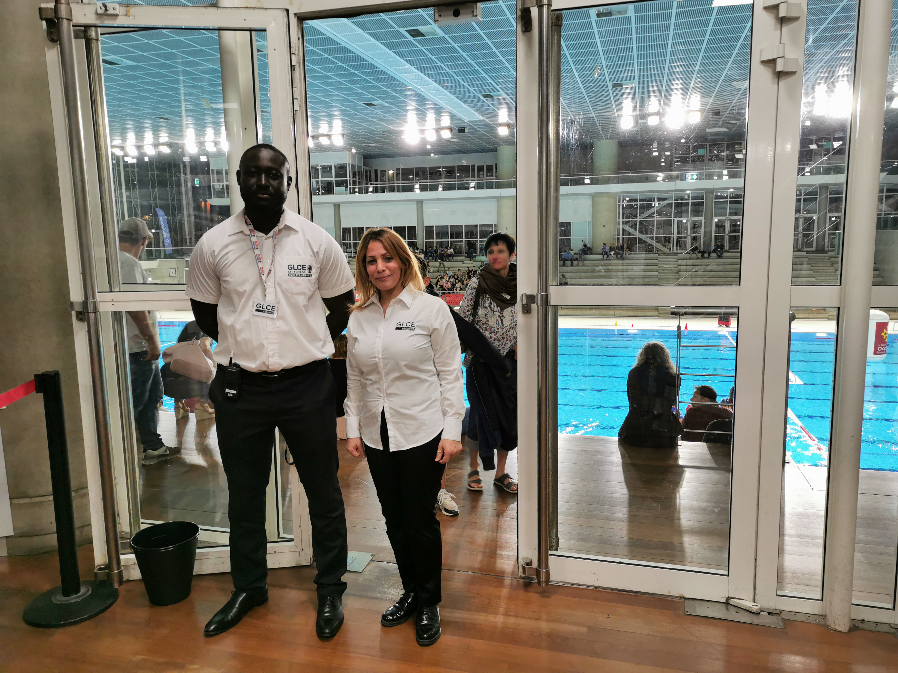 agents GLCE Sécurité à la piscine olympique Antigone Montpellier